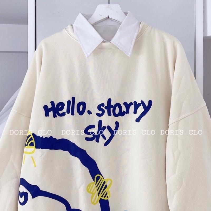 ÁO SWEATER Gấu Hello, Áo Nỉ Thụng Tay Phồng