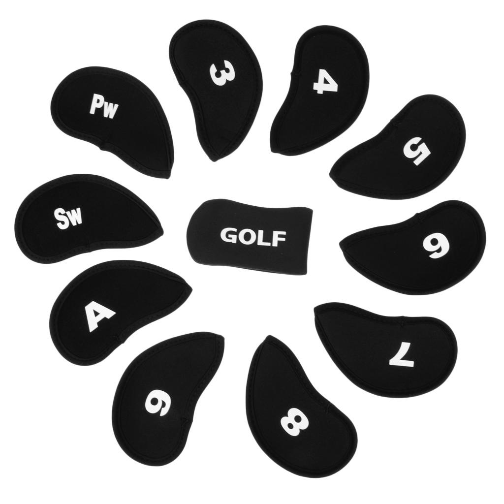 10pcs Neoprene Golf Iron Head Covers+1 Pcs Golf Putter Headcovers Set Red