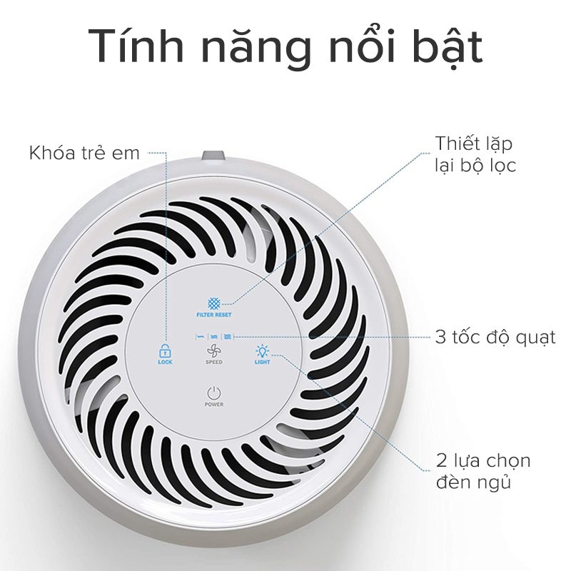 Máy lọc không khí TCL. Air Purifier KJ65F-A1- Kích thước nhỏ gọn - Chế độ ban đêm và khóa trẻ em - Hàng chính hãng