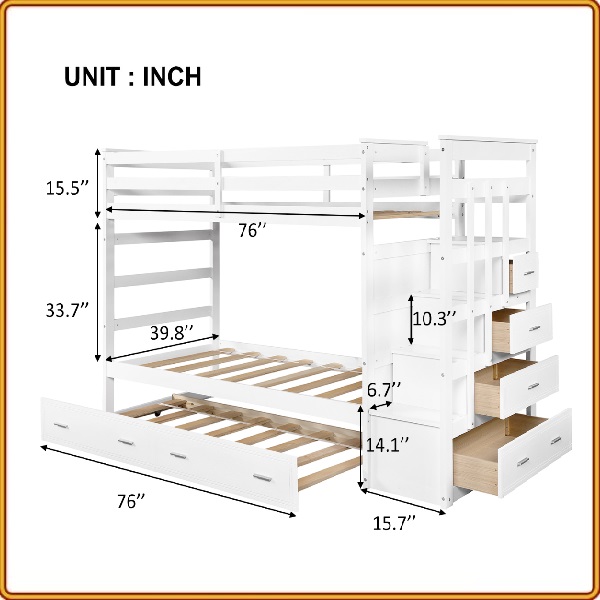 Giường tầng Juno Sofa 1m/1m cầu thang hộp màu lựa chọn