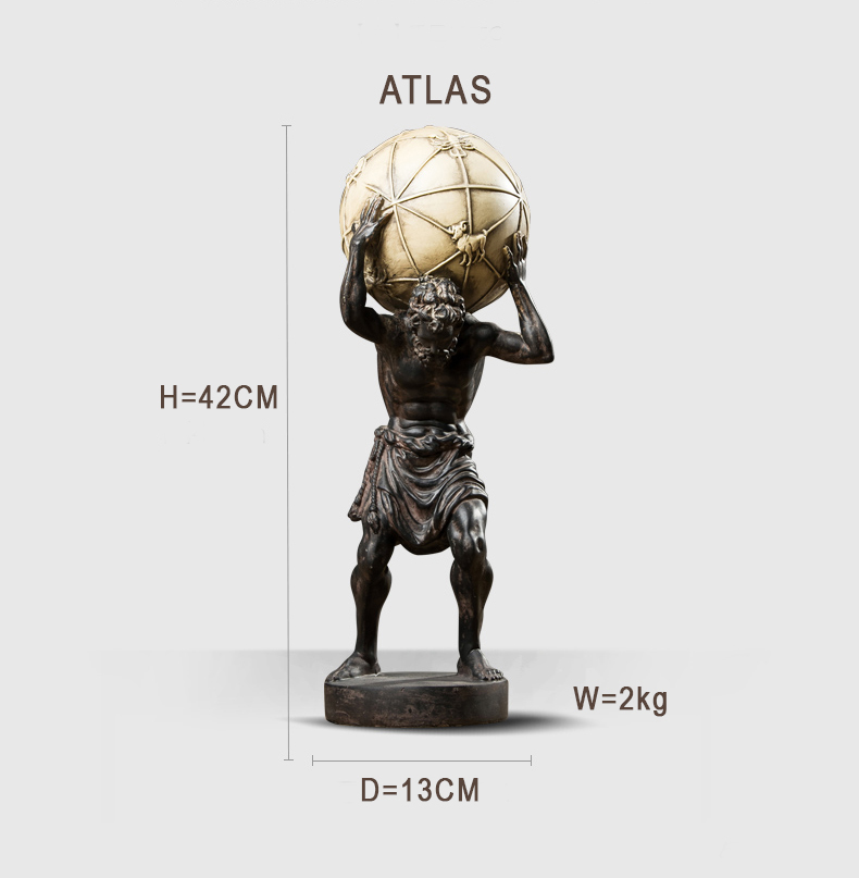 Tượng Hy Lạp thần atlas nâng địa cầu cao 42cm