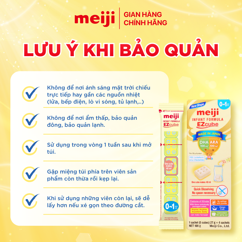 Sản Phẩm Dinh Dưỡng Công Thức Meiji Infant Formula EZcube - Nhập khẩu chính hãng (108g)
