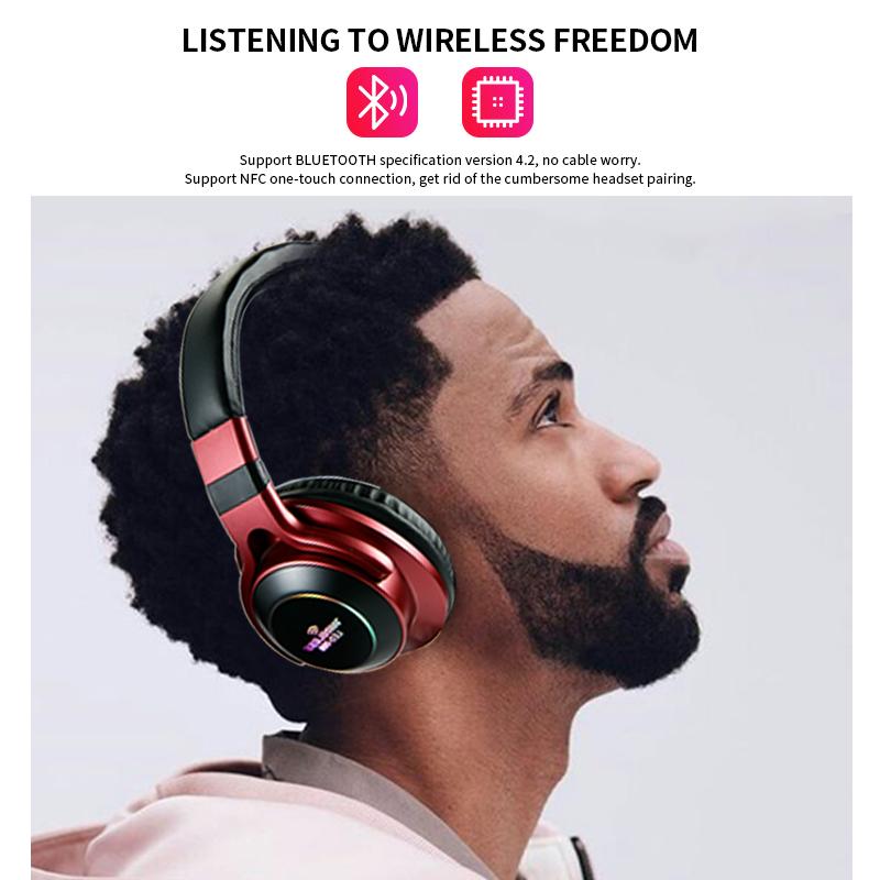 Đèn LED 008 Đèn Không Dây Bluetooth Tai Nghe 3D Stereo Tai Nghe Chụp Tai Kèm Mic Tai Nghe Over-Ear Hỗ Trợ Thẻ TF FM Chế Độ âm Thanh AUX Jack