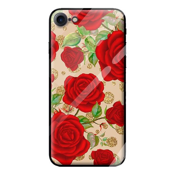 Ốp lưng kính cường lực cho iPhone 8 NỀN HOA HỒNG 3 - Hàng chính hãng