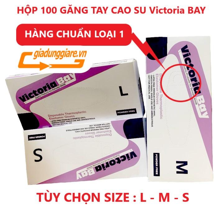 ( Hộp 100 cái ) Găng tay VictoriaBay găng tay cao su làm bếp vệ sinh siêu dai chất liệu TPE không mùi (Đủ SIZE : L-M-S)