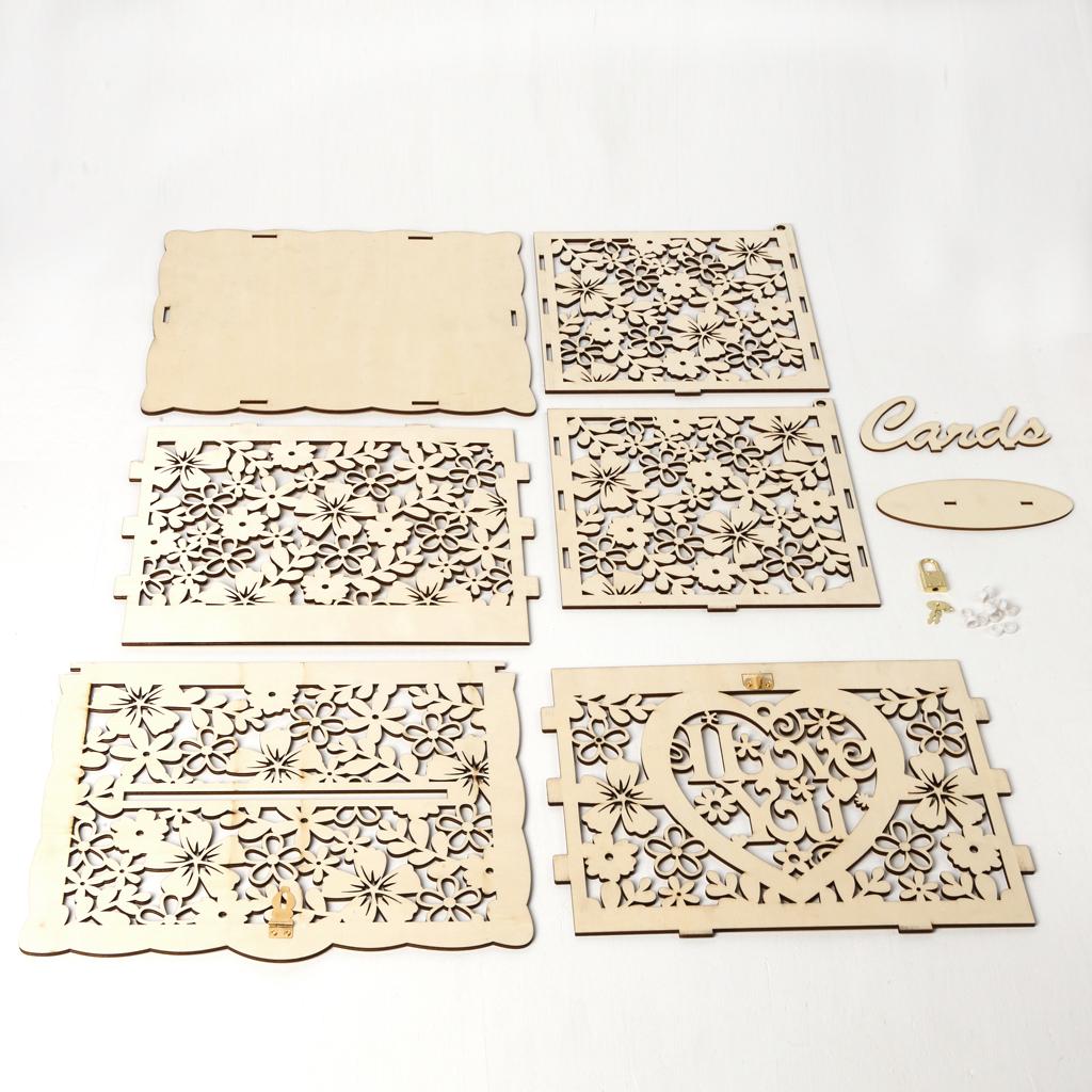 DIY Rustic Hollow Wedding Money Box Wooden Gift Card Box for Party Reception