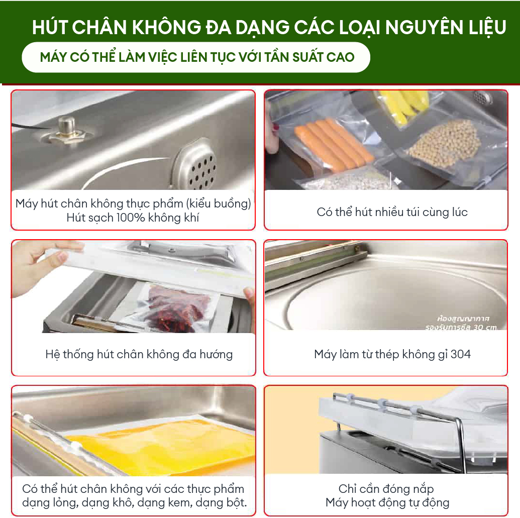 Máy hút chân không công nghiệp kiểu buồng VCC02. Hút bao nhanh, khỏe với buồng hút lớn, dễ sử dụng, tiết kiệm điện. Hàng nhập khẩu chính hãng SGE Thailand