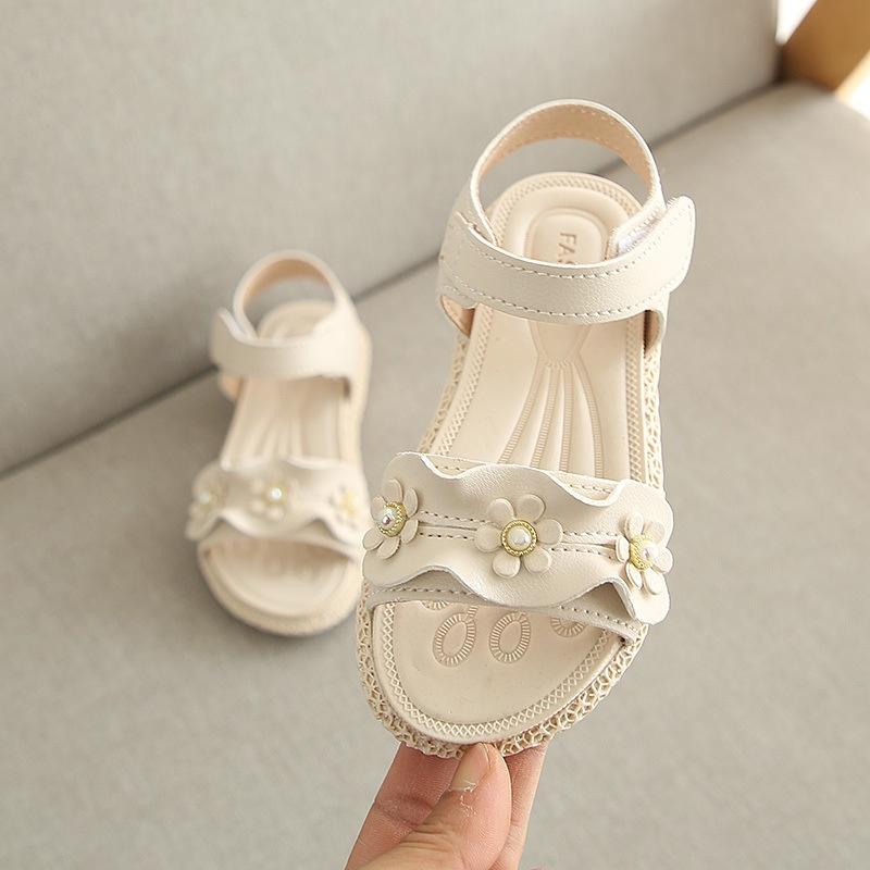 Dép Sandal Bé Gái 1-6 Tuổi Đính Hoa Siêu Nhẹ Đế Êm Chống Trơn Trượt Phong Cách Tiểu Thư Hàn Quốc D58