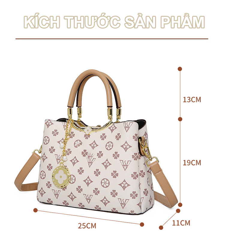 Túi xách nữ công sở size A5 thời trang vintage họa tiết monogram da PU Y6939