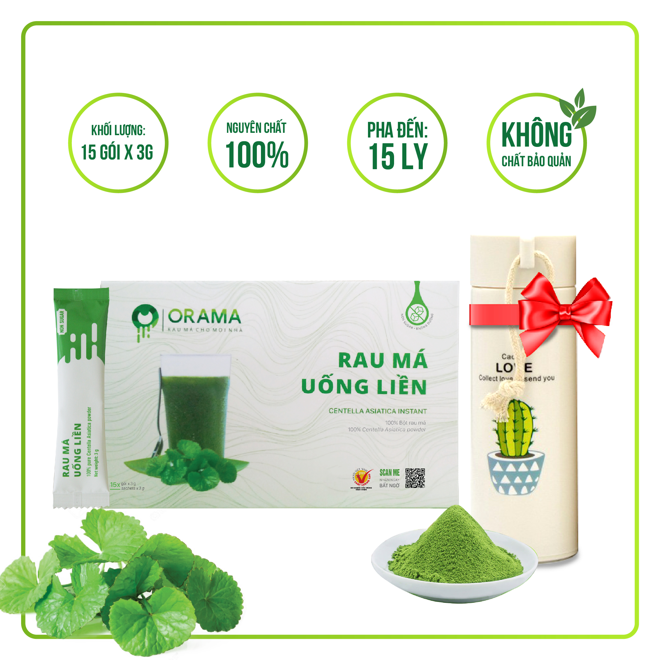 Hộp Rau Má Uống Liền - Nguyên chất 100% - Thanh nhiệt, mát gan, giảm mụn - Hộp Tiện lợi - CHÍNH HÃNG