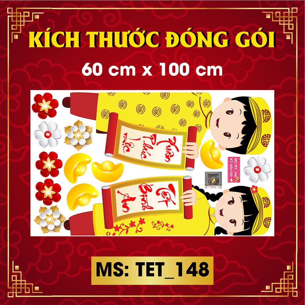 DECAL TRANG TRÍ TẾT 2021 BÉ CHÀO XUÂN