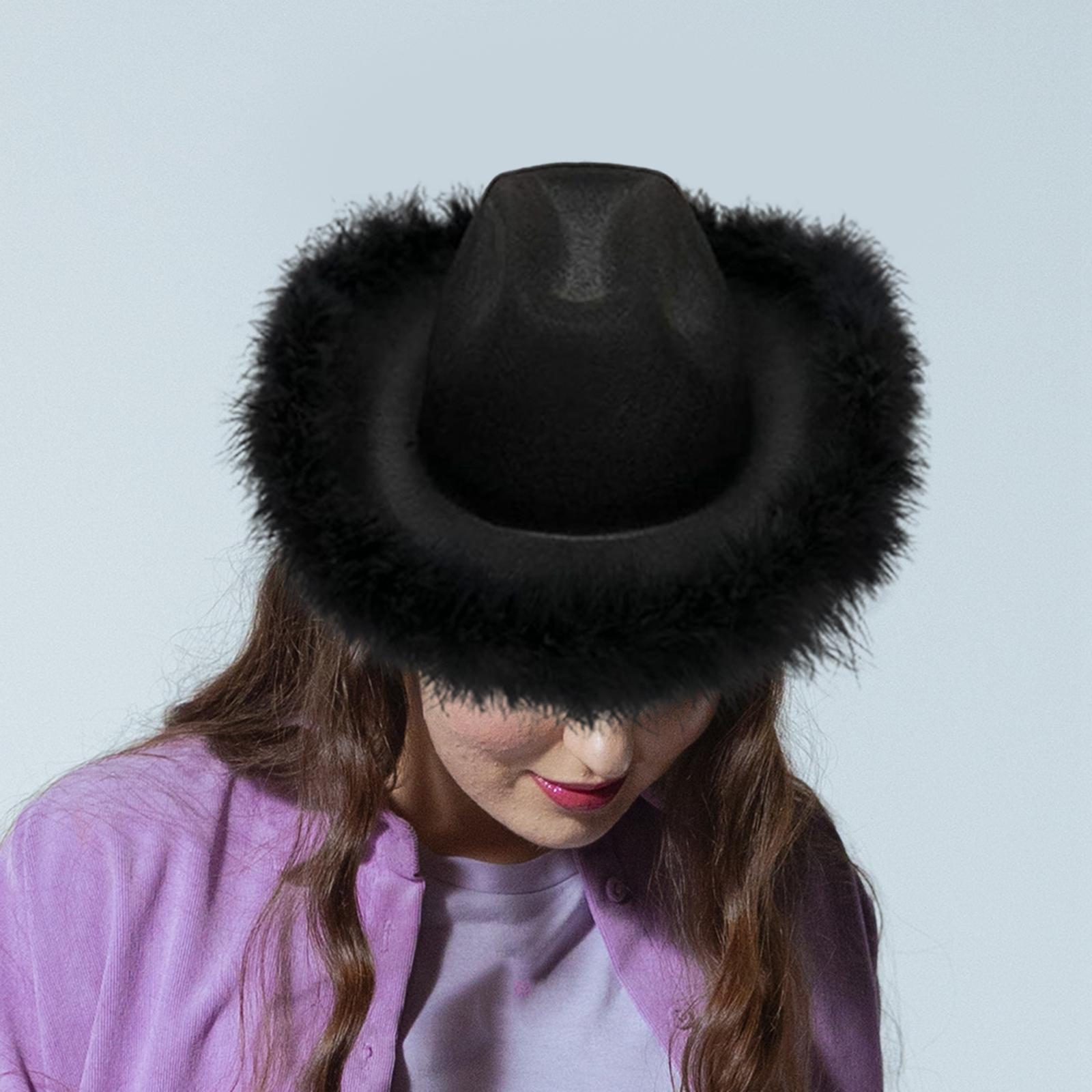 Western Decor Women Cowboy Hat, Sun Hats Cowgirl Hats, for Bridal Shower Cocktail Black