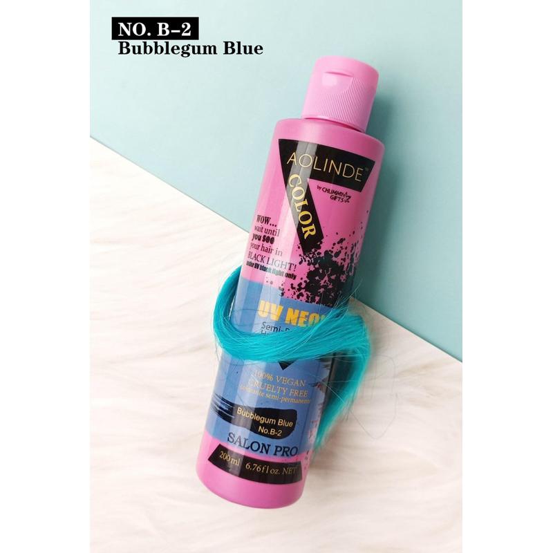 Kem nhuộm tóc Semi UV Neon Không Amoniac trên nền tóc tẩy Level 9 - Bubblegum Blue Xanh biển 200ml + Gội xả gói Karseell 15ml