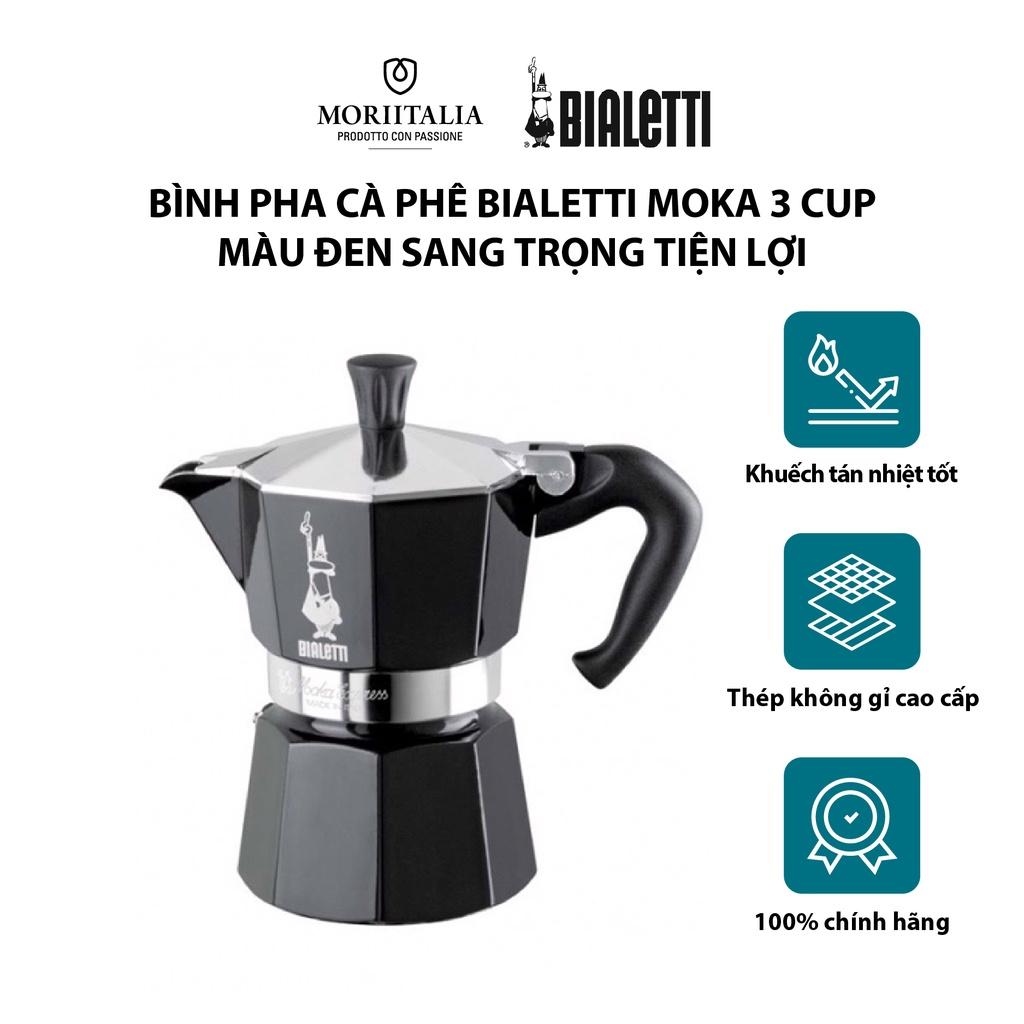 Bình pha cà phê Bialetti Moka 3 cup màu đen sang trọng tiện lợi 0004952