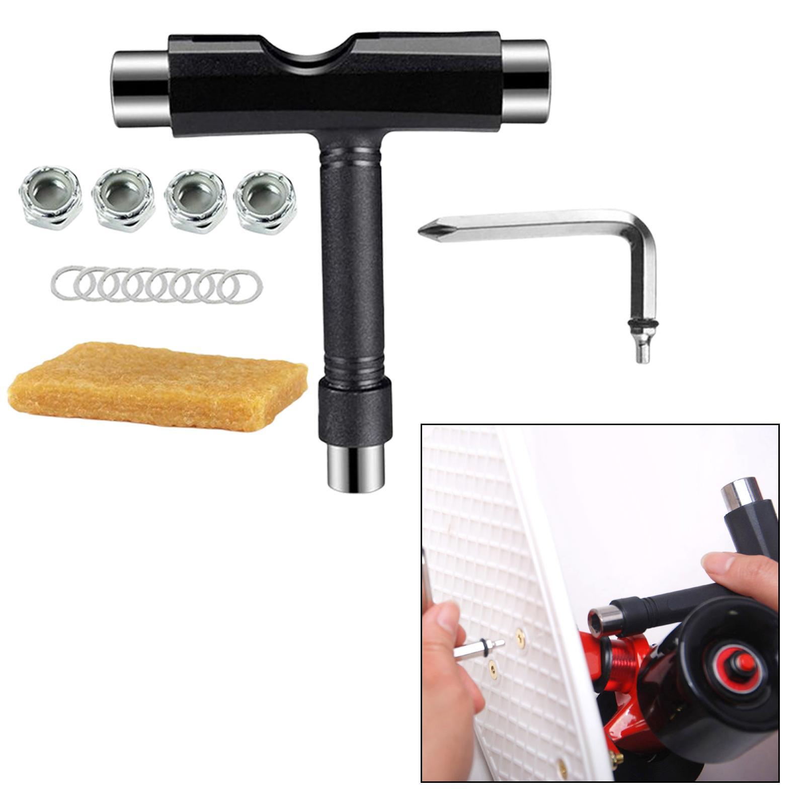 All-in-One Skate Tools Kit ,T shaped Wrench ,Multi-Function Portable Skateboard Tool for Scooter Repair & Install Accessories Roller Skate