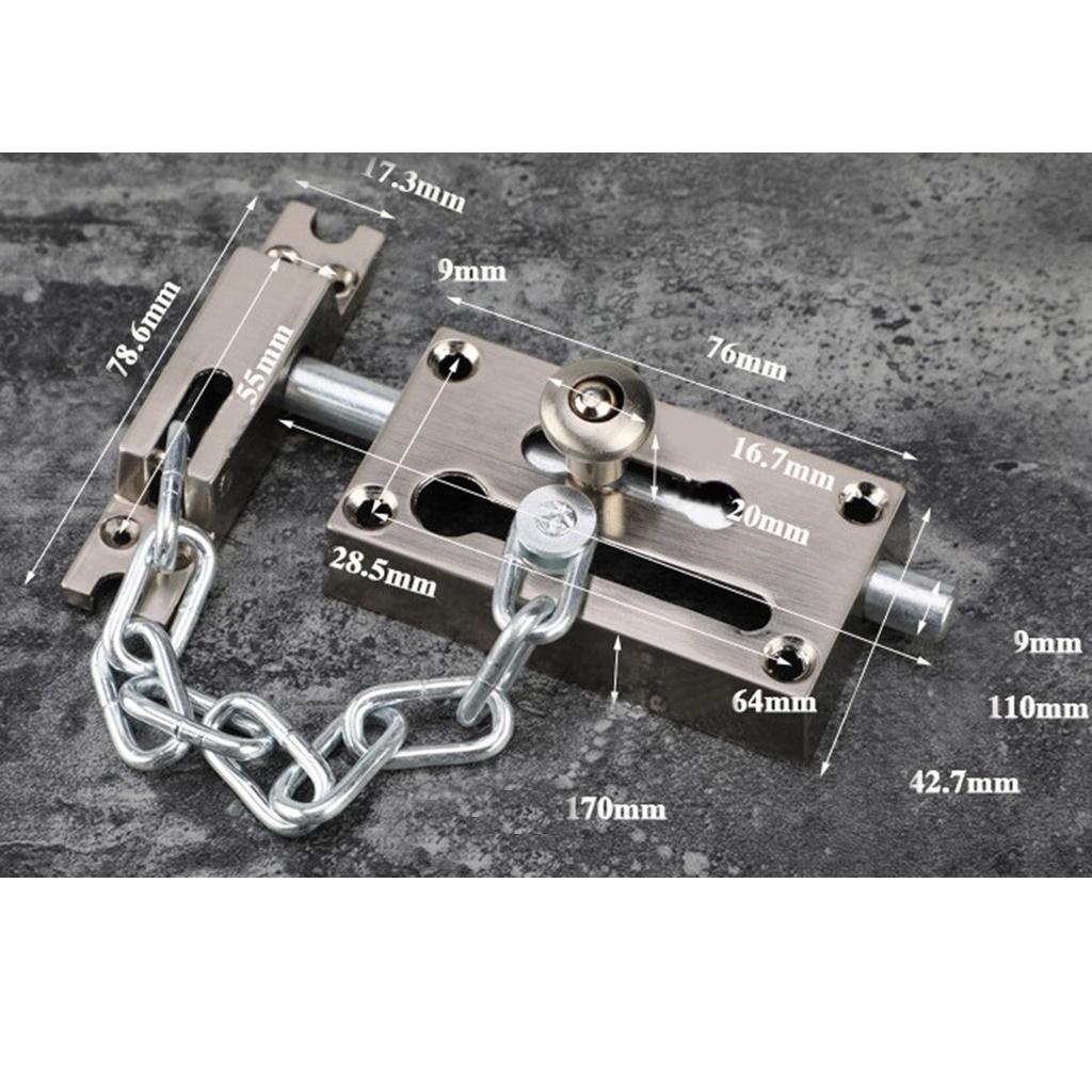 Door Lock Security Sliding Door Latch Chain Lock Fastener Latch, Bronze