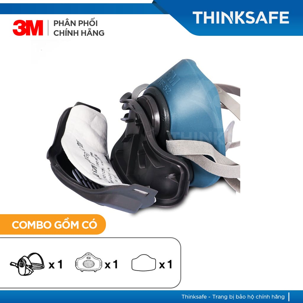 Mặt nạ phòng độc 3M Thinksafe, phòng độc, chuyên phòng dịch, chống giọt bắn, lọc bụi mịn, khói hàn, xịt sơn - HF52/3700K