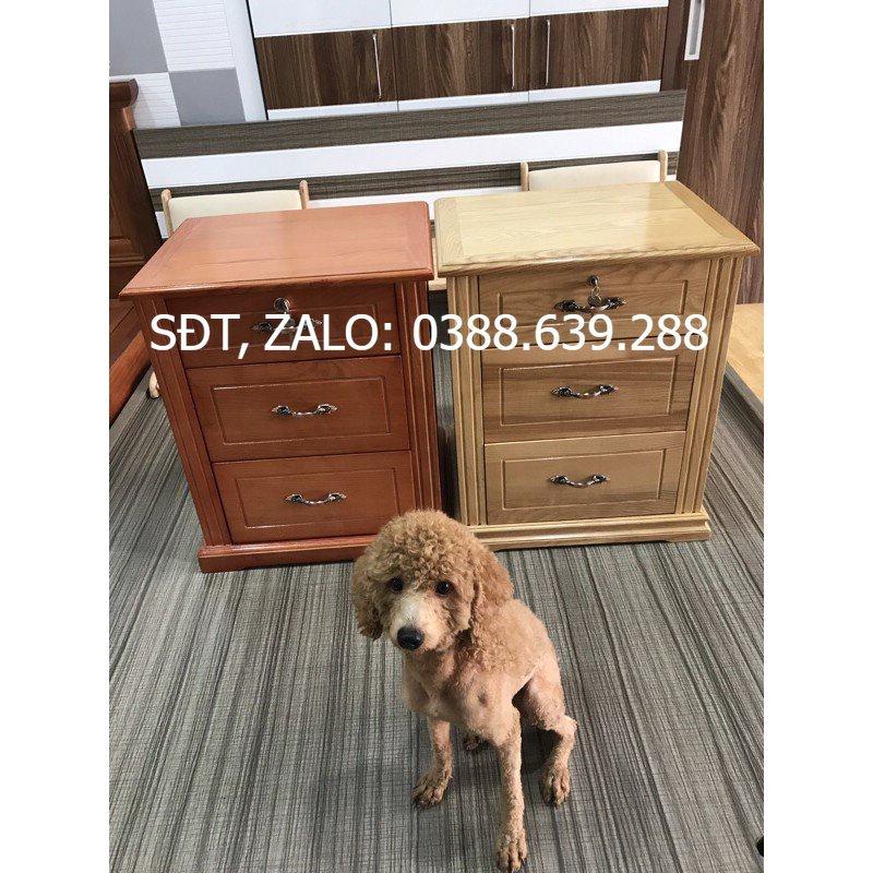 Tủ Đầu Giường 3 Ngăn Kéo Gỗ Sồi 100%