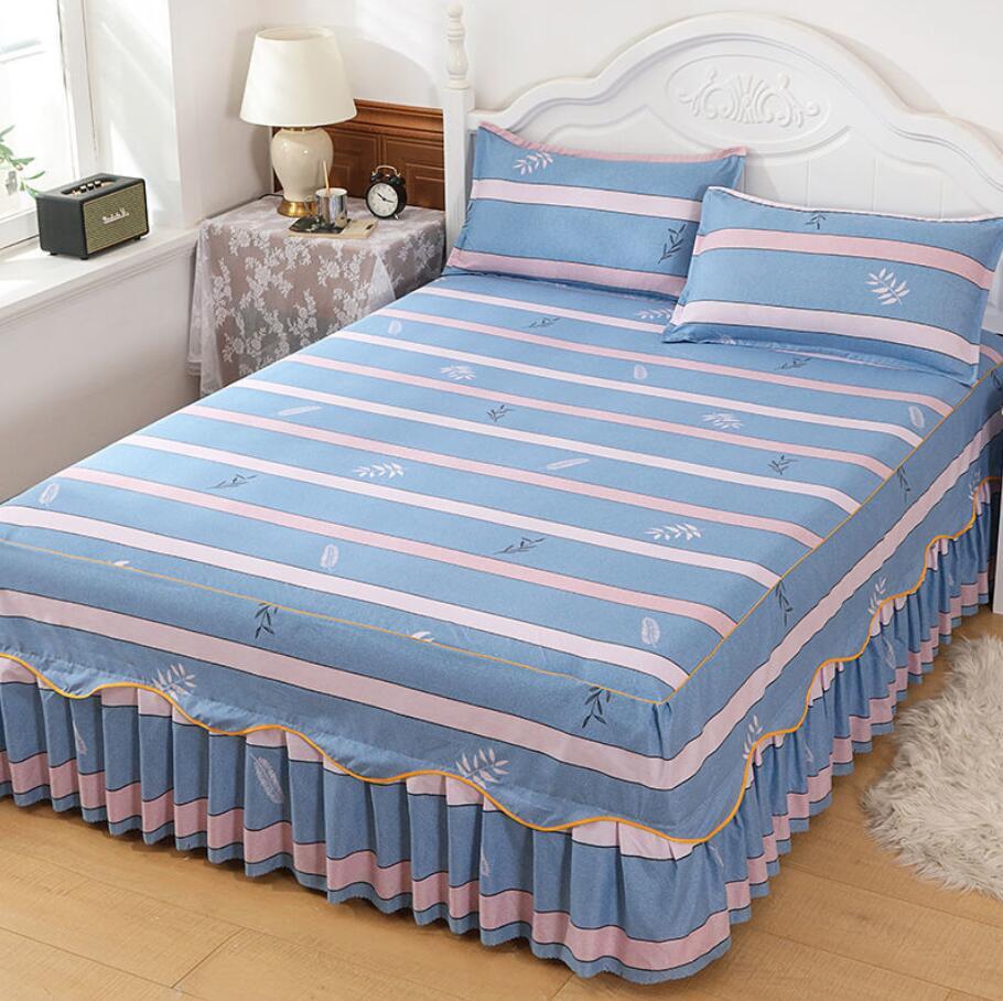 3 Bộ Chăn Gối Nhà Dệt Trang Bị Tấm Với Váy Bọc Nệm In Hình Drap Giường 2 Chiếc Gối Mềm Mại drap Giường