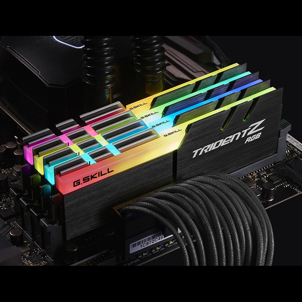 Ram PC G.SKILL Trident Z full length RGB DDR4 Kit 16GB Bus 3000 Black CL16 XMP F4-3000C16D-16GTZR - Hàng Chính Hãng