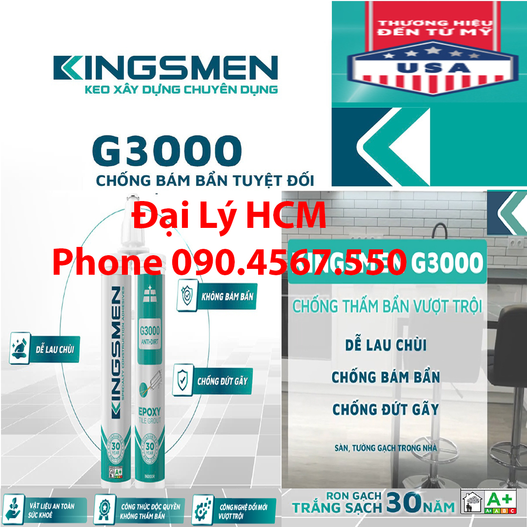 Keo Ron Gạch Epoxy G3000 - Thế Hệ Mới Kingsmen. RON GẠCH TRẮNG SẠCH 30 NĂM - Keo Ron gạch 2 thành phần
