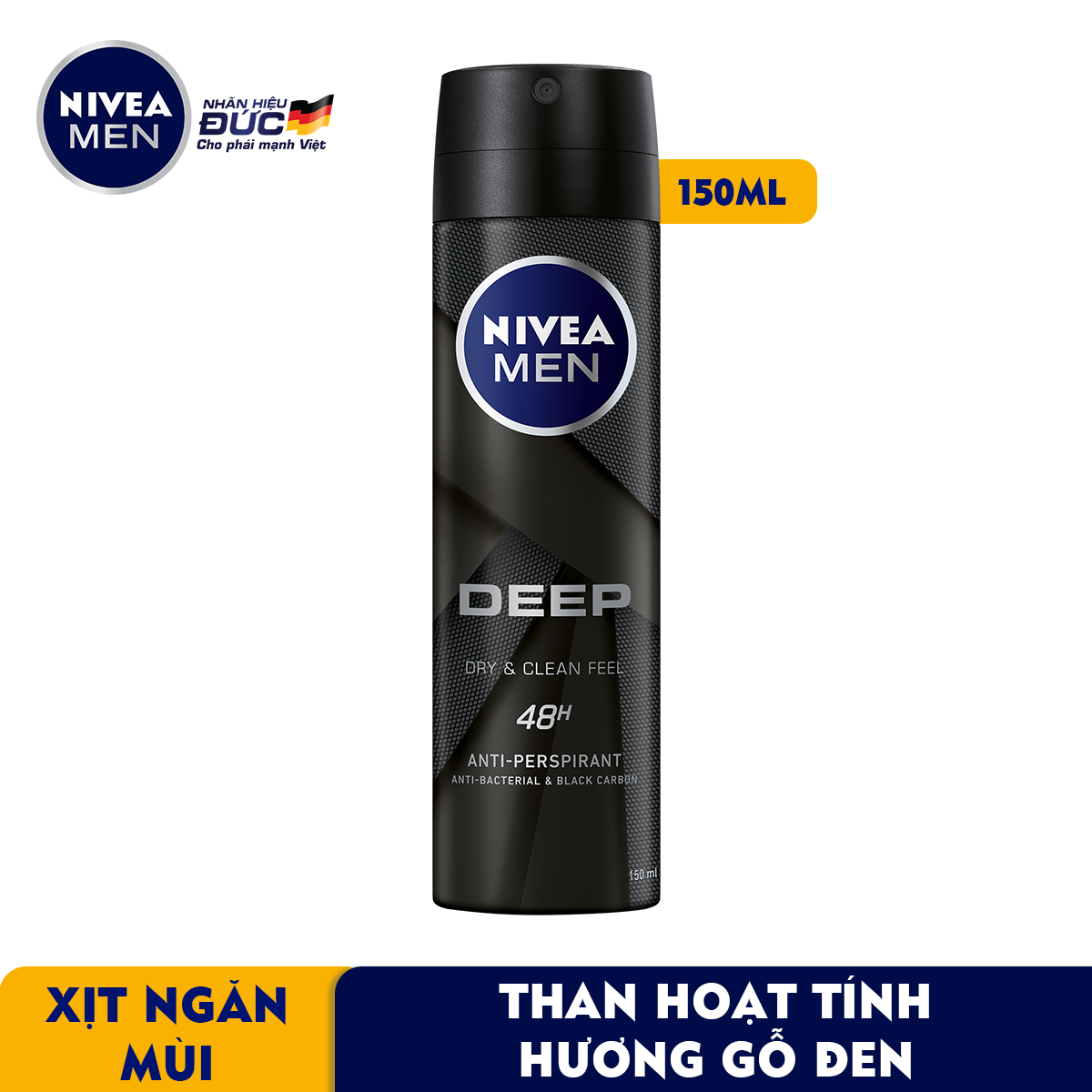 Xịt Ngăn Mùi Nivea Men Than Hoạt Tính 80027 (150ml)