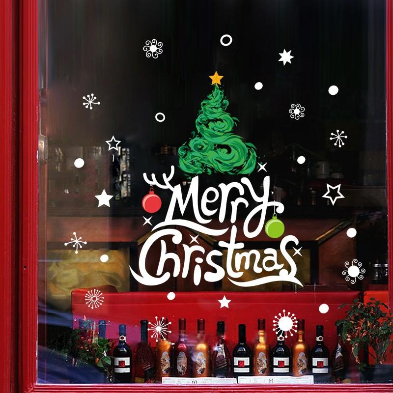 DECAL NOEL CÂY THÔNG VÀ CHỮ MERRY CHRISTMAS