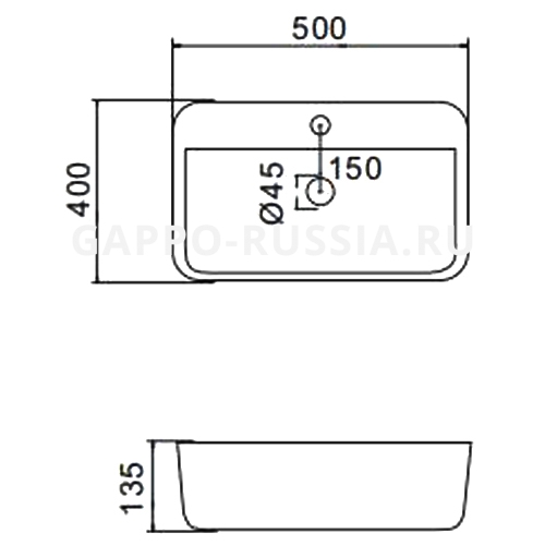 CHẬU LAVABO SỨ GAPPO GT405 - NHẬP KHẨU NGA CHÍNH HÃNG - VÒI THẤP LẮP TRÊN CHẬU