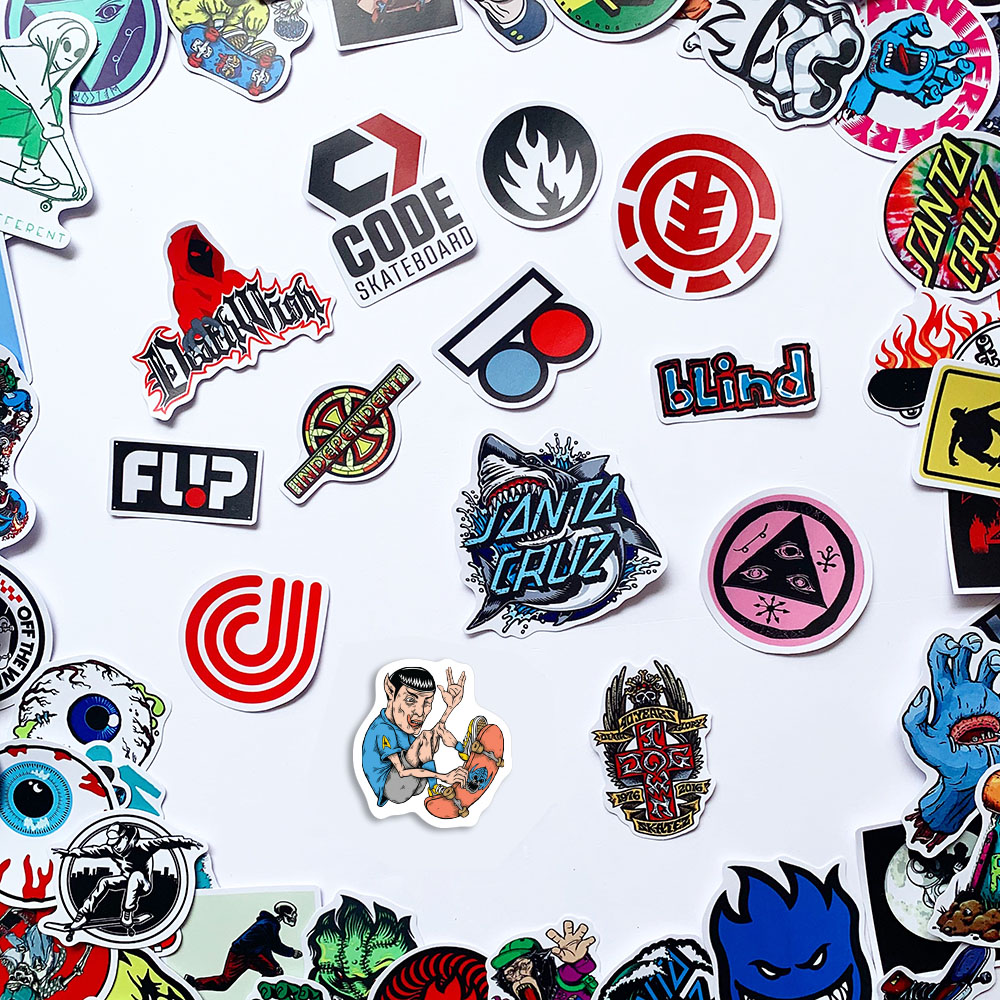 Sticker Skateboard Trượt Ván Ngẫu Nhiên Chất Lượng Cao Chống Nước Trang Trí Nón Bảo Hiểm Vali Đàn Xe Máy Xe Đạp