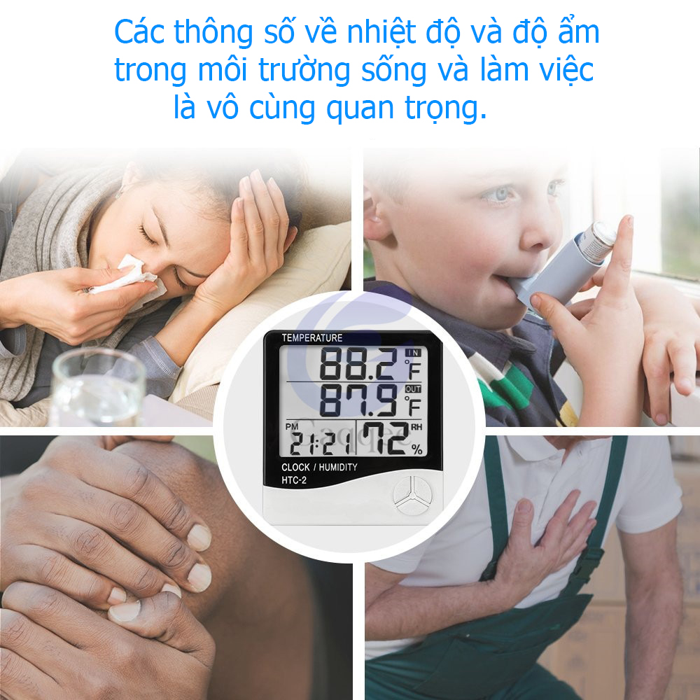 Máy đo nhiệt độ, độ ẩm độ chính xác cao HTC ver 2 - Tặng kèm pin AAA 1.5V