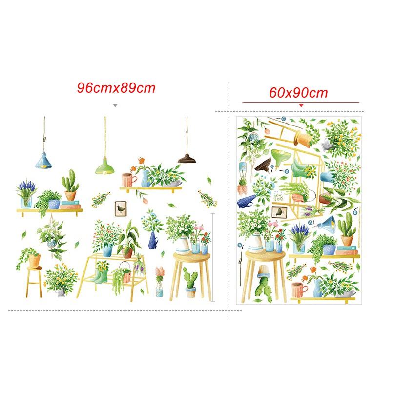 Decal dán tường trang trí - KỆ HOA KẾT HỢP ĐÈN TREO CAO CẤP