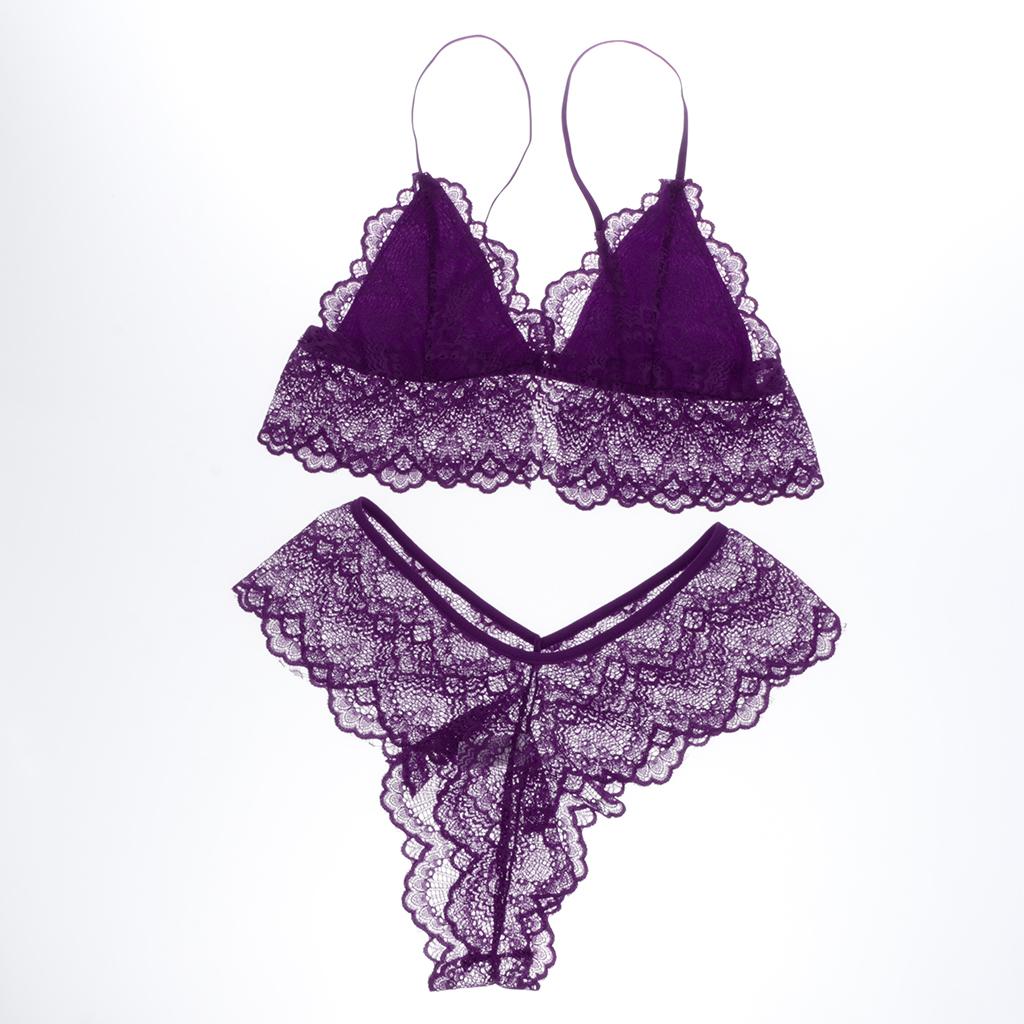 Women Sexy Lace Bra Panty Thong Lingerie Set Sleepwear
