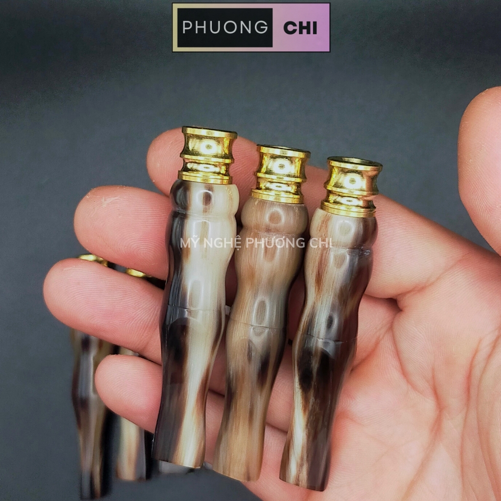 Tẩu Hút Thuốc_lá bằng sừng kết nối đầu đồng có thể tháo ra vệ sinh | Mỹ Nghệ Phương Chi