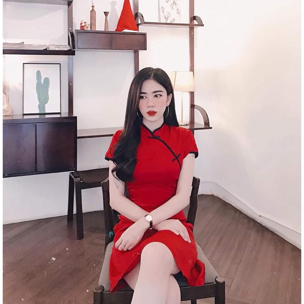 ĐẦM LỤA GẤM CỔ TÀU ĐÓN TẾT SIÊU XINH