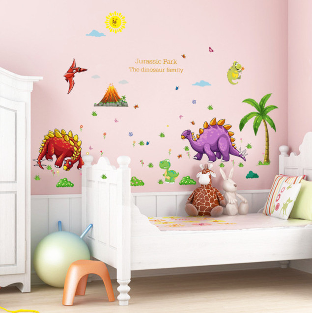 Decal trang trí tường - Khủng Long sắc màu thời cổ cho Bé size lớn