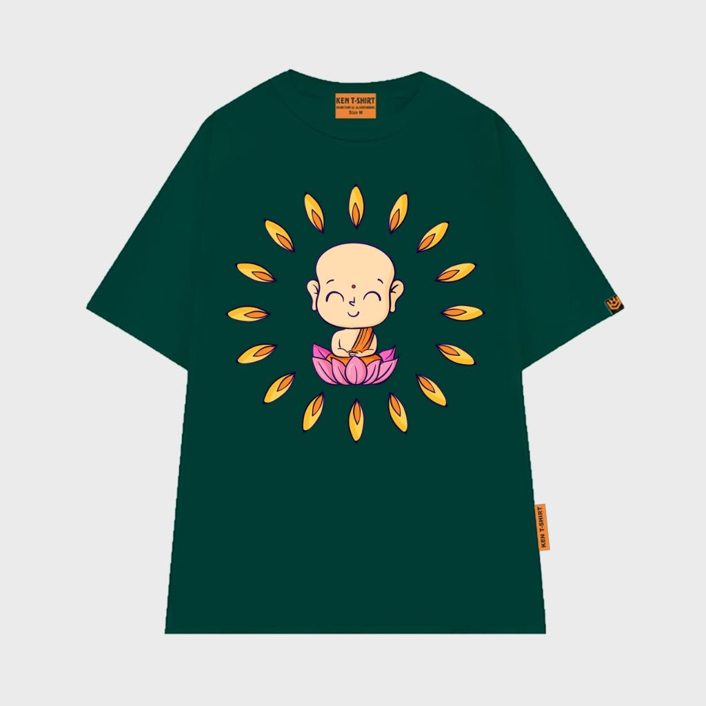 Áo thun in hình Giác giả mỉm cười phúc hậu và vầng hào quang Buddha shirt BND561
