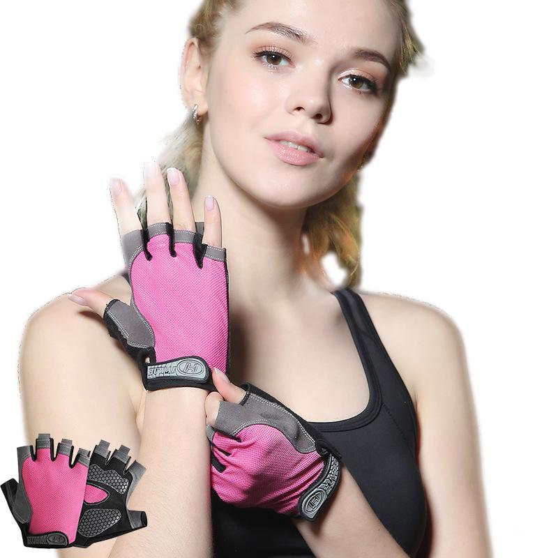 Tập Gym Chuyên Nghiệp Thể Dục Thoáng Khí Chống Trơn Trượt Nam Nữ Ngón Mùa Hè Câu Cá Đi Xe Đạp Fingerless Găng Tay Nữ Xe Đạp Xe Đạp Color: Silicone Black Size: S