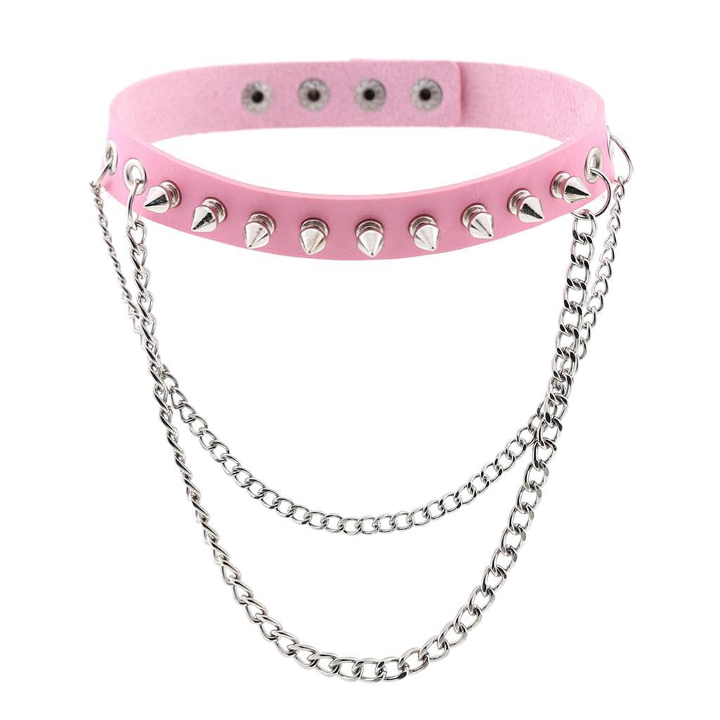 Womens Mens Punk Gothic Collar Choker PU Leather  Rivet Necklace