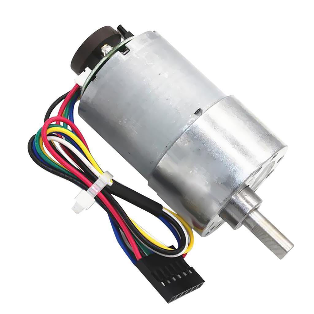 1PC DC12V Speed Reduction Gear DC Motor with Metal Encoder Coder 6-800rpm