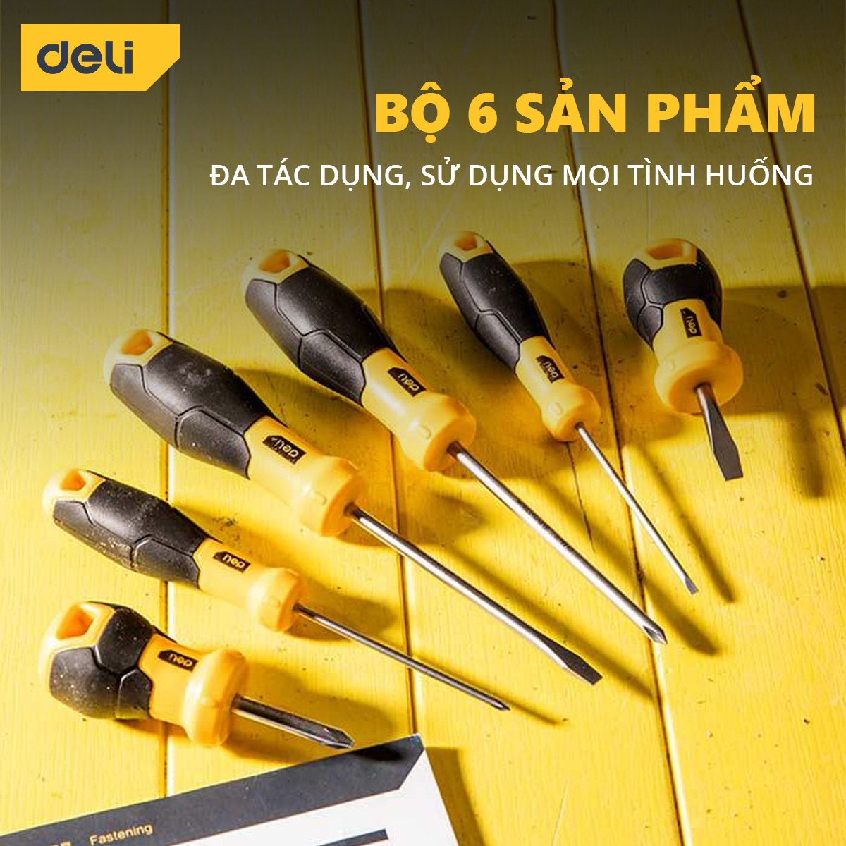 Bộ Tua Vít Deli 6 Chiếc Cao Cấp Chính Hãng - Chất Liệu Siêu Bền, Chống Mòn, Gỉ, Tay Cầm Chống Trơn Trượt - DL3502