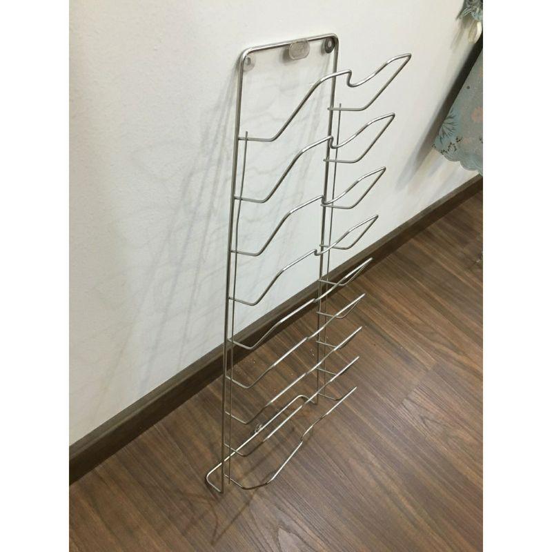 Kệ inox để vung,máng treo vung inox , Giá treo inox để nắp vung nồi 6, 9 tầng SUS304