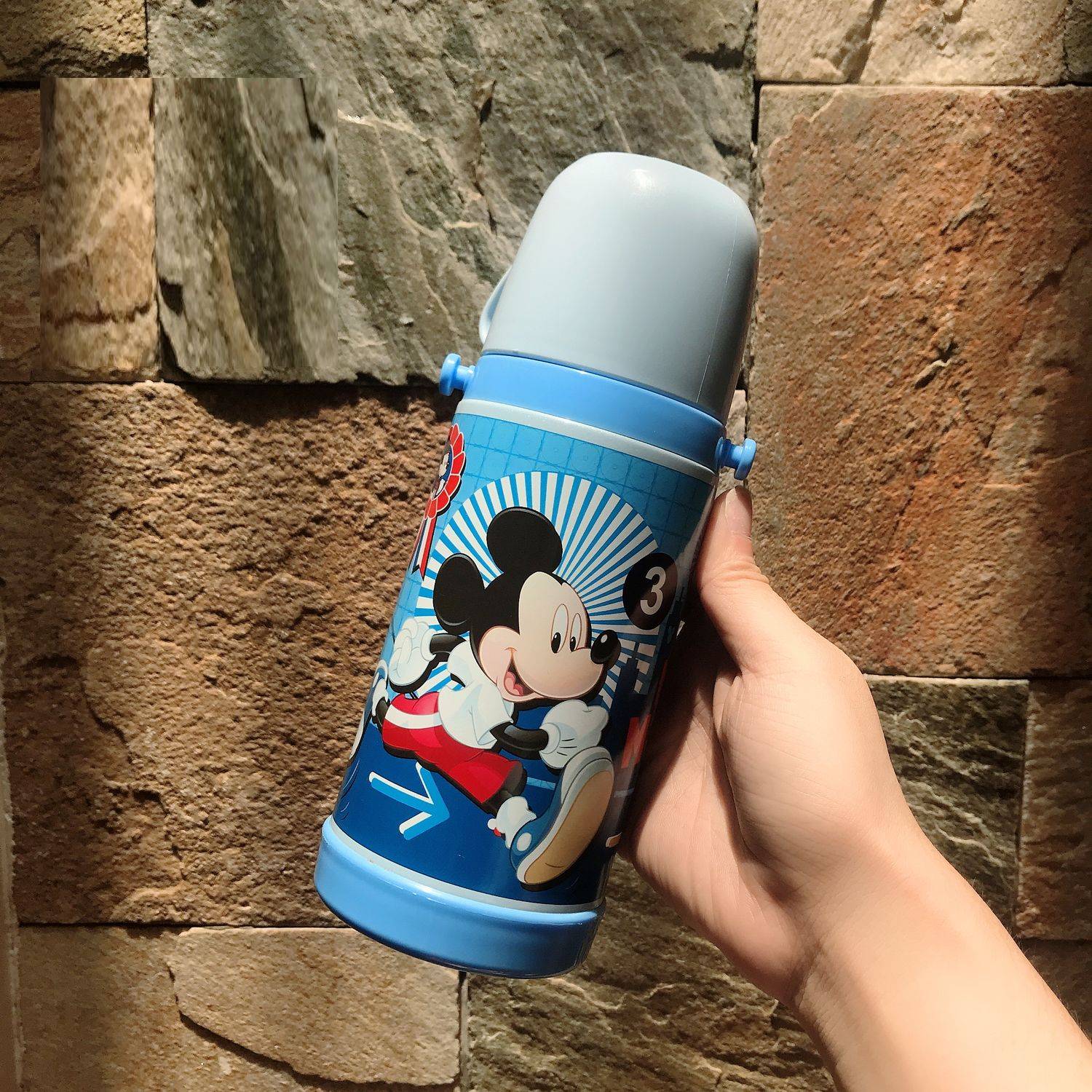 Bình nước giữ nhiệt hình chuột Mickey màu xanh cho trẻ em, các bé, học sinh - (320ml) - WD-3413MK