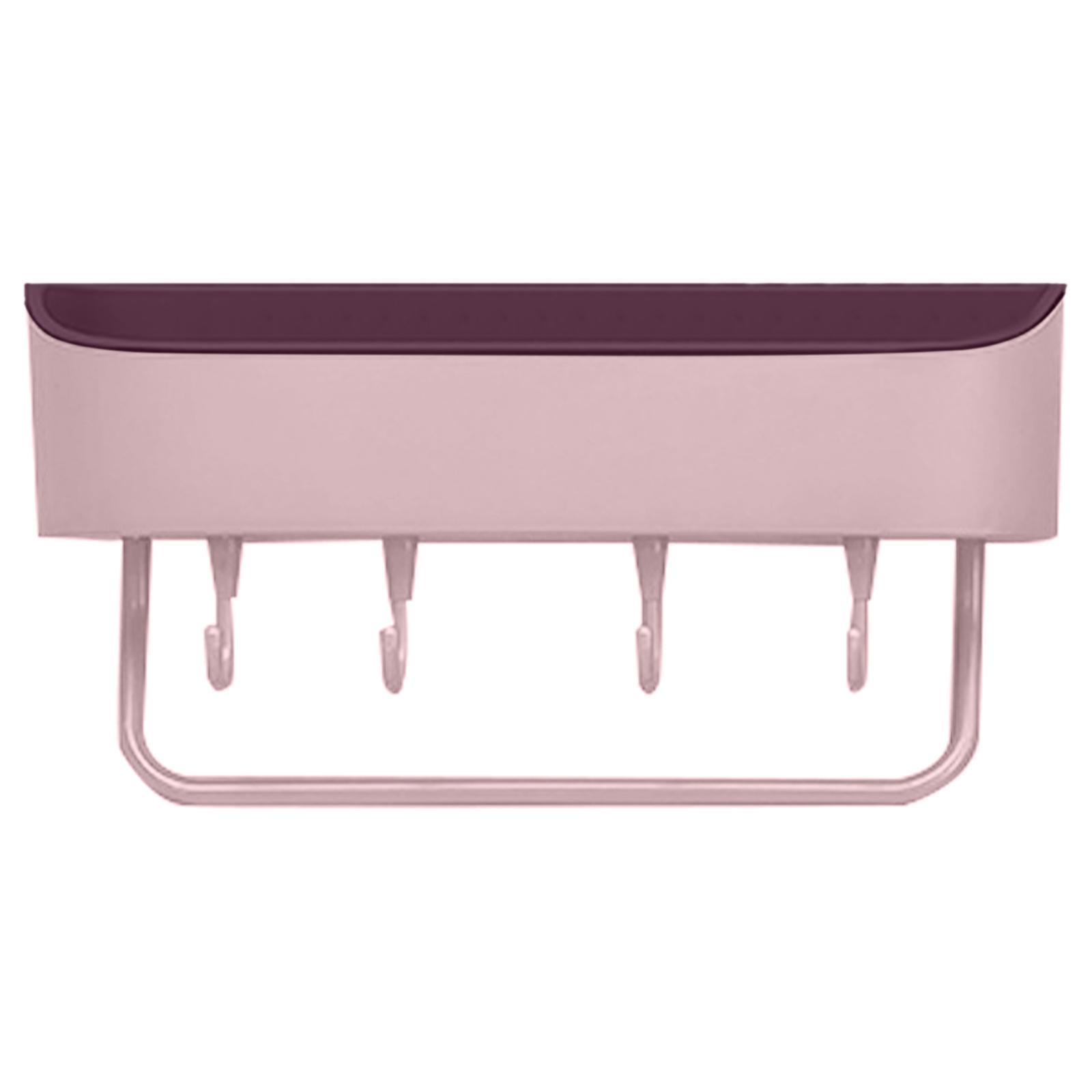 Wall Mounted Shower Caddy Shelf No Drilling Shower Basket Shelves for Home Pink