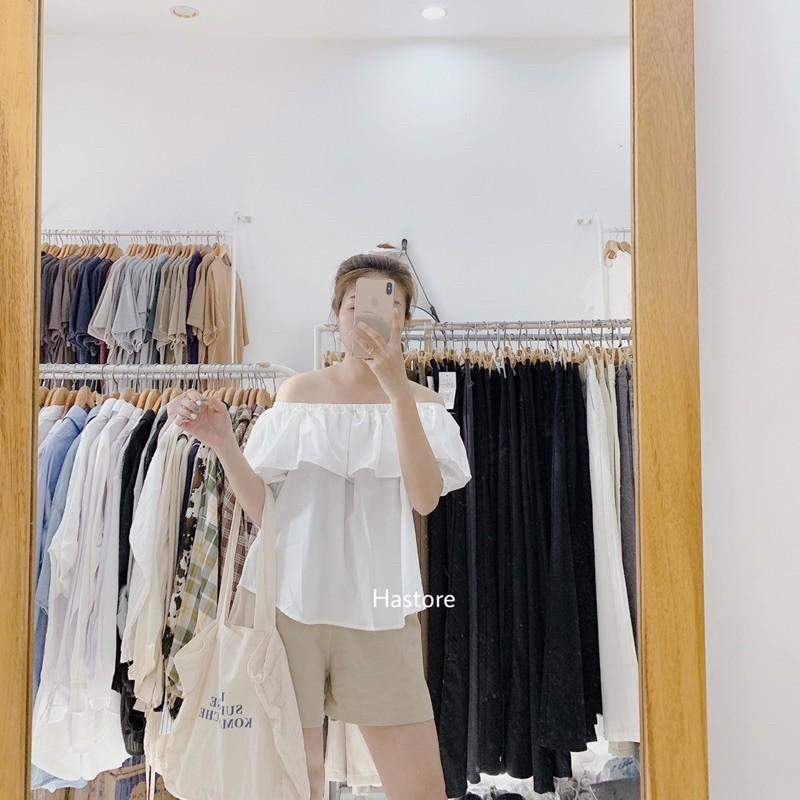 Trễ vai bèo lai bầu trắng/xanh
