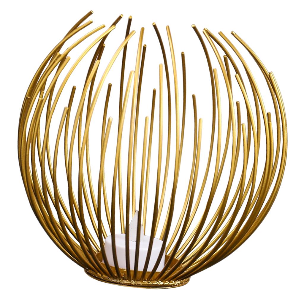 Nordic Style Geometric Wire Candle Holder Iron Bronze Candlestick Lantern