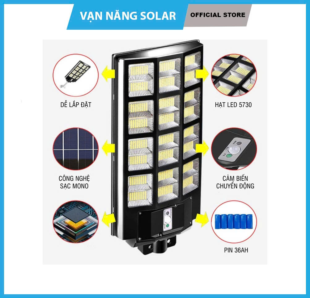 Đèn đường liền thể năng lượng mặt trời 600W