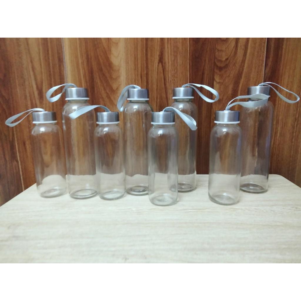 Bình thủy tinh đựng nước có dây treo loại 300ml, 500ml