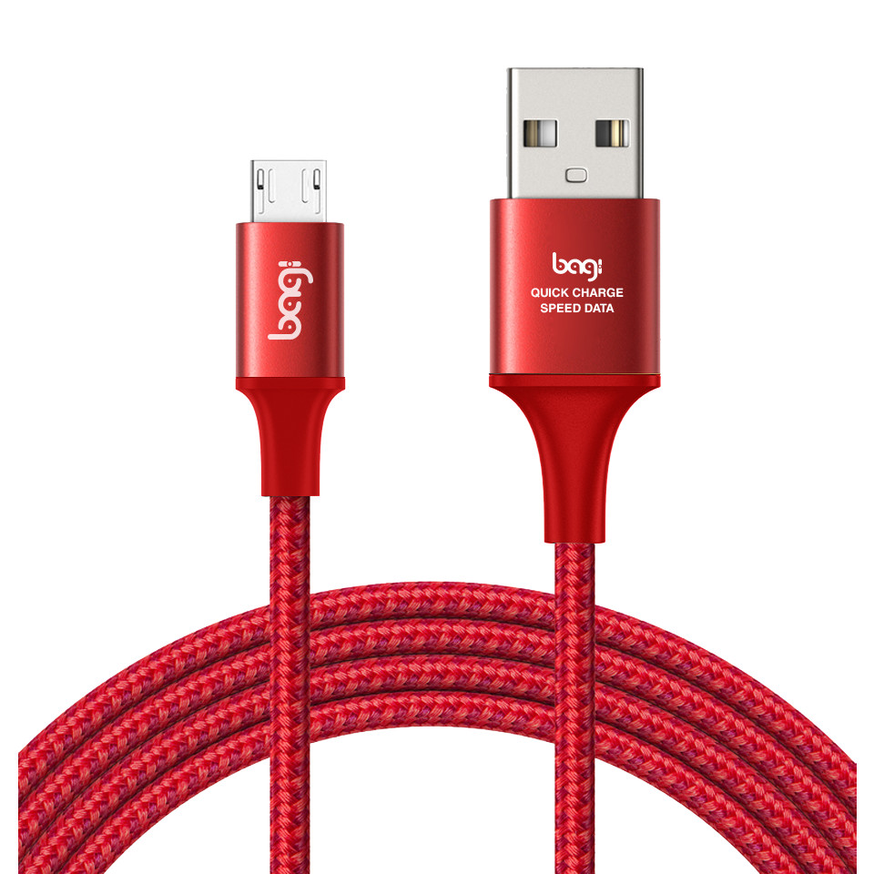 Cáp Dù Sạc Nhanh Chống Đứt Dài 2m Cho SAMSUNG,XIAOMI,OPPO,VIVO...Cổng Micro USB - Bagi MS200 - Hàng Chính Hãng