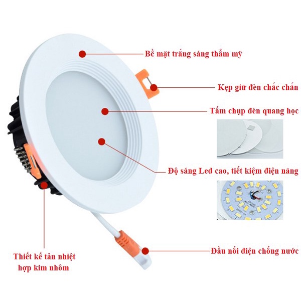 Đèn Led Âm Trần 24W Cao Cấp, Đèn Trần Thạch Cao, Đèn Downlight, LD-24 HL LIGHTING Hàng Chính Hãng