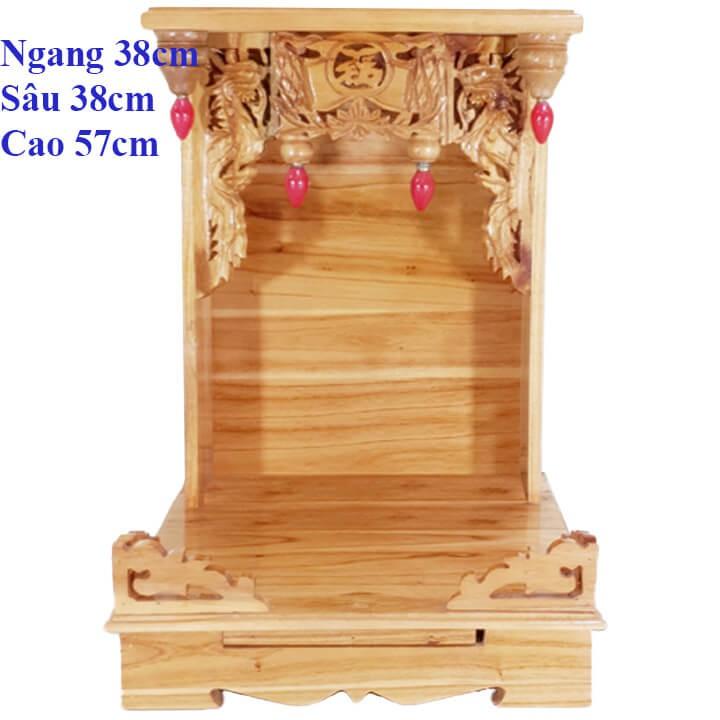 Bàn thờ thần tài ông địa gỗ xoan ngang 38cm lọng